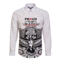 Aotearoa Personalized Long Sleeve Button Shirt Proud To Be Maori LT7 Unisex White - Polynesian Pride