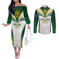Cook Islands Rugby Custom Couples Matching Off The Shoulder Long Sleeve Dress and Long Sleeve Button Shirt Kuki's Aitu Champions - Polynesian Pride