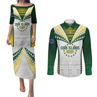 Cook Islands Rugby Custom Couples Matching Puletasi and Long Sleeve Button Shirt Kuki's Aitu Champions LT7 Colorful - Polynesian Pride