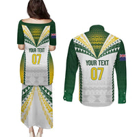 Cook Islands Rugby Custom Couples Matching Puletasi and Long Sleeve Button Shirt Kuki's Aitu Champions LT7 - Polynesian Pride
