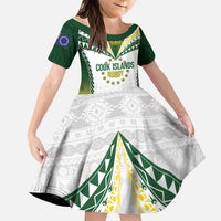Cook Islands Rugby Custom Family Matching Mermaid Dress and Hawaiian Shirt Kuki's Aitu Champions LT7 Daughter's Dress Colorful - Polynesian Pride