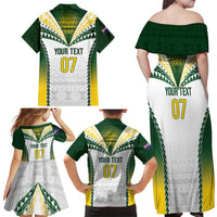 Cook Islands Rugby Custom Family Matching Off Shoulder Maxi Dress and Hawaiian Shirt Kuki's Aitu Champions - Polynesian Pride