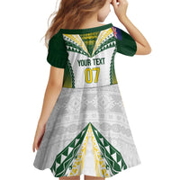 Cook Islands Rugby Custom Kid Short Sleeve Dress Kuki's Aitu Champions LT7 - Polynesian Pride