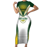 Cook Islands Rugby Custom Short Sleeve Bodycon Dress Kuki's Aitu Champions LT7 Long Dress Colorful - Polynesian Pride