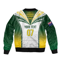 Cook Islands Rugby Custom Sleeve Zip Bomber Jacket Kuki's Aitu Champions - Polynesian Pride