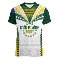 Cook Islands Rugby Custom Women V-Neck T-Shirt Kuki's Aitu Champions LT7 Female Colorful - Polynesian Pride