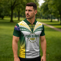 Cook Islands Rugby Custom Zipper Polo Shirt Kuki's Aitu Champions LT7 - Polynesian Pride