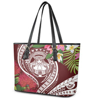 Aloha Hawaii Big Island Leather Tote Bag Ohia Lehua Wahine