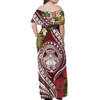Aloha Hawaii Big Island Off Shoulder Maxi Dress Ohia Lehua Wahine