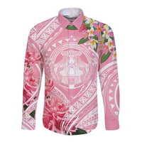 Aloha Hawaii Maui Long Sleeve Button Shirt Goddess Lokelani Rose LT7 Unisex Pink - Polynesian Pride