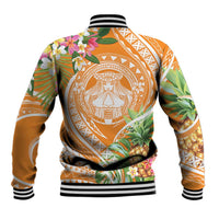 Aloha Hawaii Lanai Baseball Jacket Frangipani Mix Pineapple LT7 - Polynesian Pride
