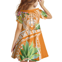 Aloha Hawaii Lanai Family Matching Off The Shoulder Long Sleeve Dress and Hawaiian Shirt Frangipani Mix Pineapple