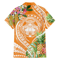 Aloha Hawaii Lanai Family Matching Off Shoulder Maxi Dress and Hawaiian Shirt Frangipani Mix Pineapple