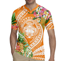 Aloha Hawaii Lanai Rugby Jersey Frangipani Mix Pineapple LT7 - Polynesian Pride