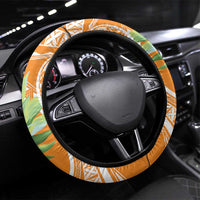 Aloha Hawaii Lanai Steering Wheel Cover Frangipani Mix Pineapple LT7 Universal Fit Orange - Polynesian Pride