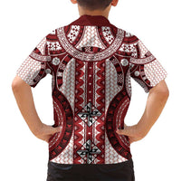 Bula Fiji Vintage Family Matching Puletasi and Hawaiian Shirt Scarlet Masi Motifs