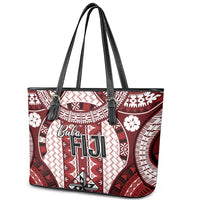 Bula Fiji Vintage Leather Tote Bag Scarlet Masi Motifs