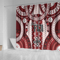 Bula Fiji Vintage Shower Curtain Scarlet Masi Motifs
