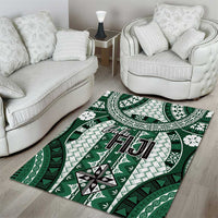 Bula Fiji Vintage Area Rug Phthalo Green Masi Motifs