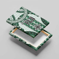 Bula Fiji Vintage Canvas Wall Art Phthalo Green Masi Motifs