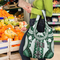 Bula Fiji Vintage Grocery Bag Phthalo Green Masi Motifs