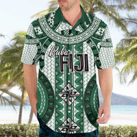 Bula Fiji Vintage Hawaiian Shirt Phthalo Green Masi Motifs
