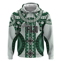 Bula Fiji Vintage Hoodie Phthalo Green Masi Motifs