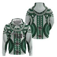 Bula Fiji Vintage Hoodie Phthalo Green Masi Motifs