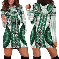 Bula Fiji Vintage Hoodie Dress Phthalo Green Masi Motifs