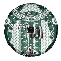 Bula Fiji Vintage Spare Tire Cover Phthalo Green Masi Motifs