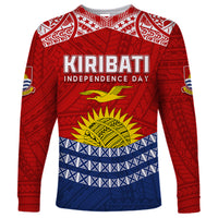 Personalised Kiribati Independence Day Long Sleeve Shirt Flag Style LT7 Unisex Red - Polynesian Pride