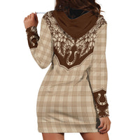 Hawai'i Paniolo Motif Leather Brown Hoodie Dress Floral Palaka Print LT7 - Polynesian Pride