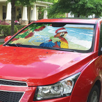 Have A Very Beach Christmas Auto Sun Shade Parrot By Lehua Flower - Polynesian Pride