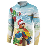 Have A Very Beach Christmas Button Sweatshirt Parrot By Lehua Flower LT7 - Polynesian Pride