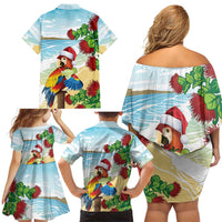 Have A Very Beach Christmas Family Matching Off Shoulder Short Dress and Hawaiian Shirt Parrot By Lehua Flower - Polynesian Pride