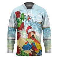 Have A Very Beach Christmas Hockey Jersey Parrot By Lehua Flower LT7 Unisex Art - Polynesian Pride