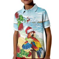 Have A Very Beach Christmas Kid Polo Shirt Parrot By Lehua Flower LT7 Kid Art - Polynesian Pride