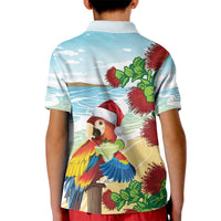 Have A Very Beach Christmas Kid Polo Shirt Parrot By Lehua Flower LT7 - Polynesian Pride