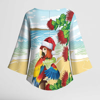 Have A Very Beach Christmas Kimono Sleeve Blouse Parrot By Lehua Flower LT7 - Polynesian Pride