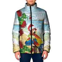 Have A Very Beach Christmas Padded Jacket Parrot By Lehua Flower LT7 Men Art - Polynesian Pride