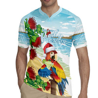 Have A Very Beach Christmas Rugby Jersey Parrot By Lehua Flower LT7 - Polynesian Pride