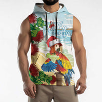 Have A Very Beach Christmas Sleeveless Hoodie Parrot By Lehua Flower LT7 - Polynesian Pride