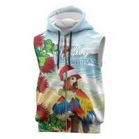 Have A Very Beach Christmas Sleeveless Zip Hoodie Parrot By Lehua Flower LT7 Art - Polynesian Pride