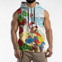 Have A Very Beach Christmas Sleeveless Zip Hoodie Parrot By Lehua Flower - Polynesian Pride
