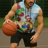 Have A Very Beach Christmas Sleeveless Zip Hoodie Parrot By Lehua Flower - Polynesian Pride