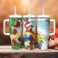 Have A Very Beach Christmas Tumbler With Handle Parrot By Lehua Flower - Polynesian Pride