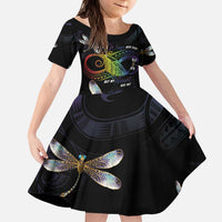 Personalised Polynesian Memorial Kid Short Sleeve Dress Your Wings Were Ready But My Heart Was Not