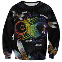 Personalised Polynesian Memorial Sweatshirt Your Wings Were Ready But My Heart Was Not LT7 Unisex Black - Polynesian Pride