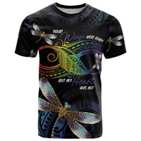 Personalised Polynesian Memorial T Shirt Your Wings Were Ready But My Heart Was Not LT7 Black - Polynesian Pride