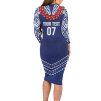 Toa Samoa Rugby Custom Family Matching Long Sleeve Bodycon Dress and Hawaiian Shirt Ulafala Mix Nifo'oti - Polynesian Pride